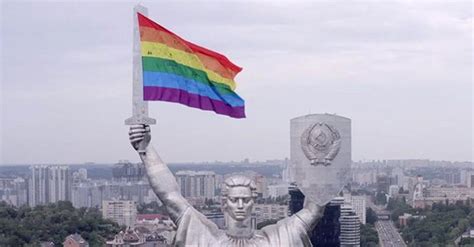 lgbtq activists used a drone to put pride flag atop ukraine s version