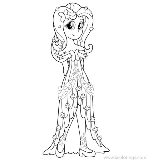 equestria girls coloring pages cute fluttershy xcoloringscom