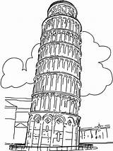 Leaning Pisa Tower Coloringhome sketch template