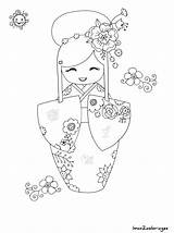 Kokeshi Japonaise Poupée Diyhomedecorideas Enregistrée sketch template