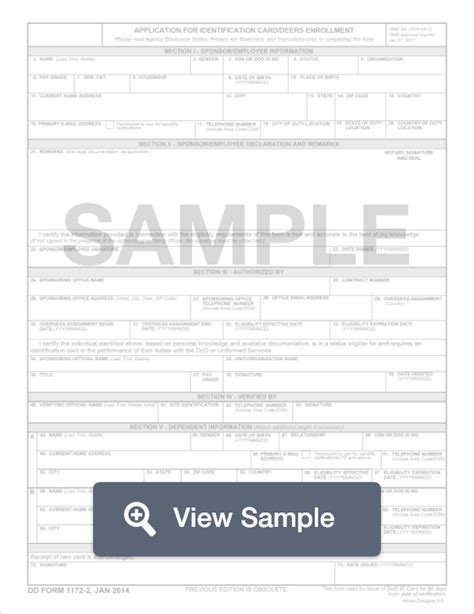 Dd Form 1172 2 Id Card Application Free Pdf Sample Formswift