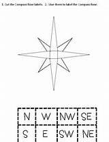 Compass Rose Cut Activity Labeling Paste Subject sketch template