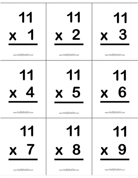printable multiplication flash cards