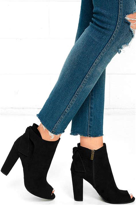cute black suede booties suede ankle booties high heel booties