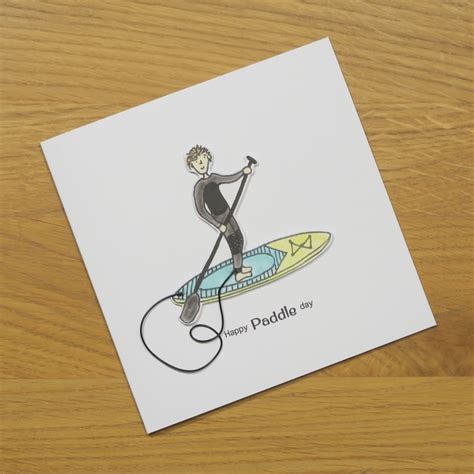 handmade stand  paddleboard birthday card happy paddle etsy
