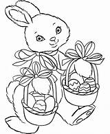 Easter Coloring Basket Pages Baskets Rabbit Cute Kids sketch template