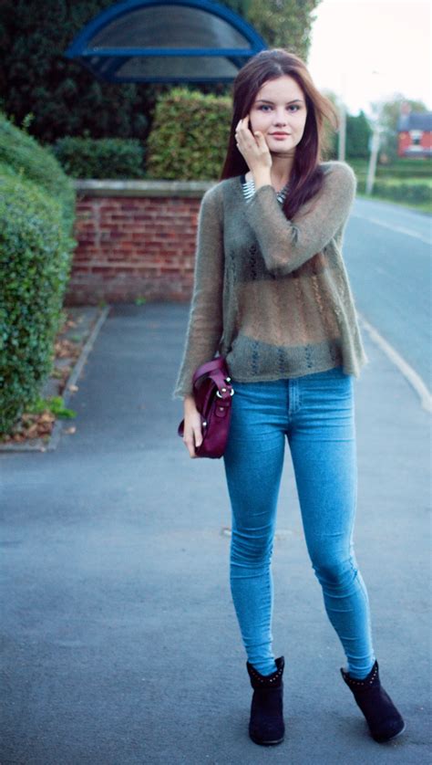 sheer mohair sweater with topshop joni jeans