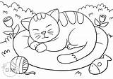 Katze Ausmalbild Ausmalen Verspielte Malvorlage Kissen Süße Zwei Schlafen Schlafende Ruht Tieren Haustiere Runden Katzenfreunde sketch template
