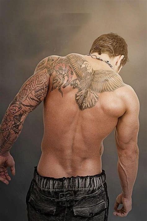 Full Arm And Shoulder Mens Back Tattoo › Tattoo