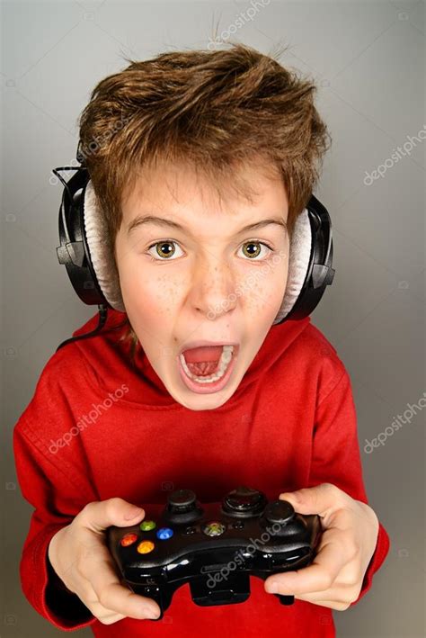 kid gamer   surprised  shocked stock photo  prometeus