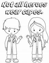 Doctor Coloring Nurses Printable Heroes Sheet Kids Capes Wear Preschool Activities sketch template