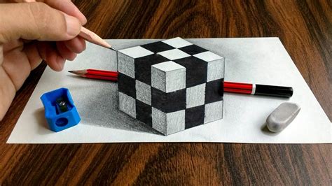 trick art  paper realistic cube youtube