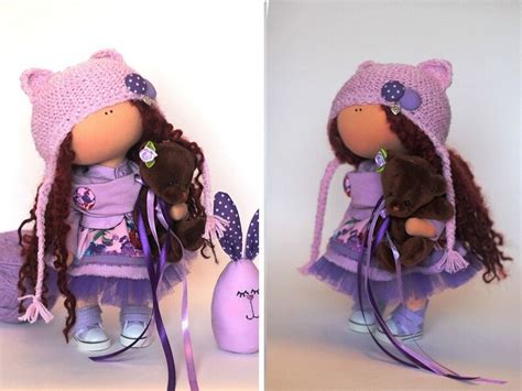 tilda doll fabric doll summer doll handmade violet color soft etsy