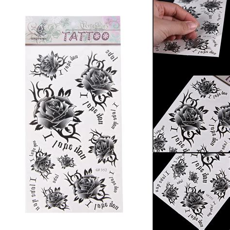 Hot Sale 1pcs Watercolor Flower Temporary Body Tattoo I Love You Can Be