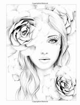 Grayscale Coloring Adults Book Pages Adult Fairy Fantasy Drawings Drawing Amazon Fashion Pencil Tattoos Color April sketch template