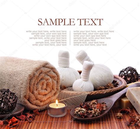 Spa Massage Border Background With Towel And Compress Balls — Stock