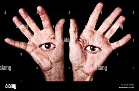 creepy eyes   palms  hands stock photo alamy
