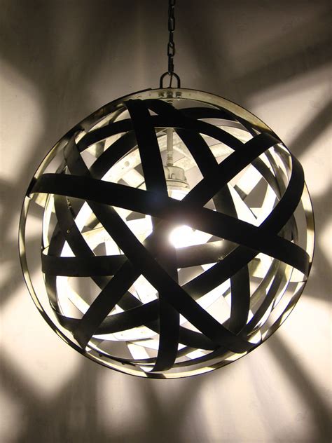 orbits recycled wine barrel metal hoops urban chandelier