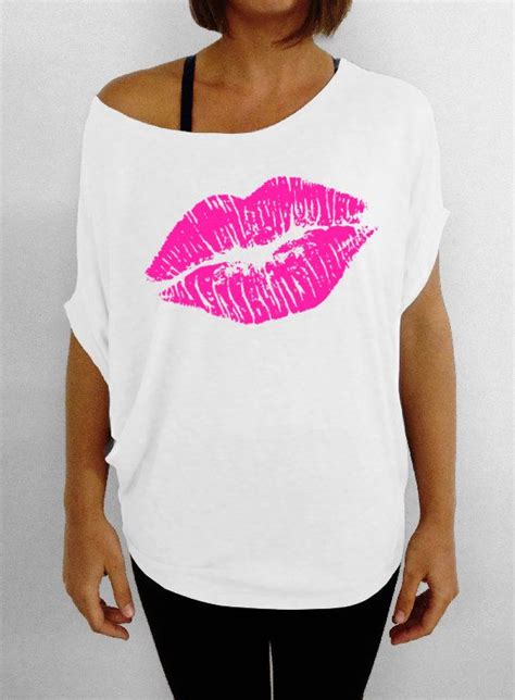 lipstick kiss lips off the shoulder slouchy tee by dentzdenim 29 00 fashion t shirts for