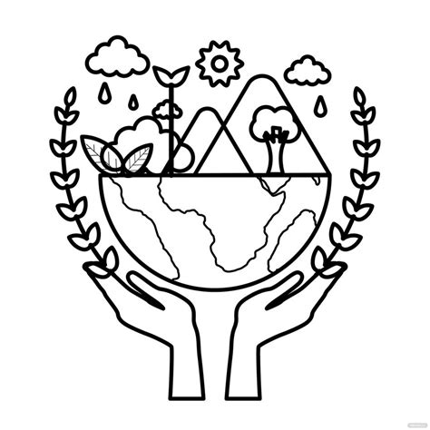earth day coloring page  illustrator svg jpg eps png