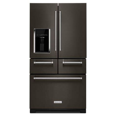 kitchenaid  cu ft french door refrigerator  black stainless  platinum interior