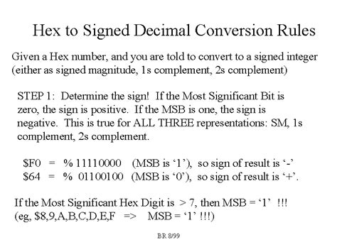 hex to signed decimal conversion rules