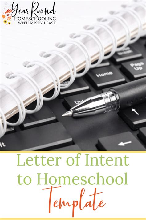 letter  intent  homeschool template year  homeschooling