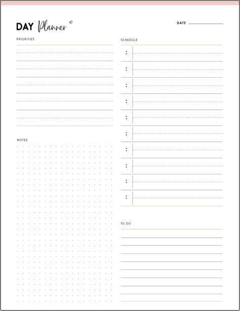 daily schedule  printable daily planner template templates