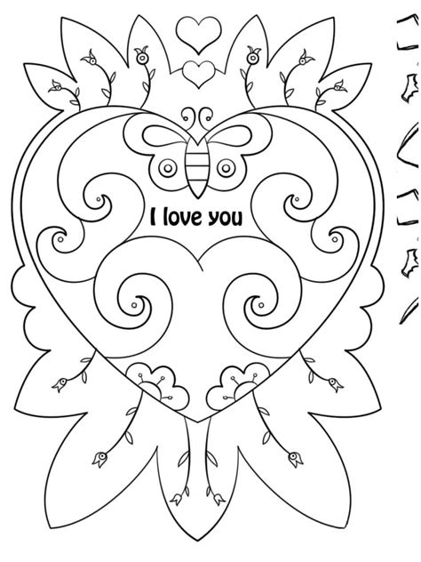 valentine card printable coloring page  printable coloring pages