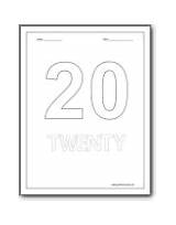 Number 20 Worksheets Worksheet Numbers Color Preschool Handwriting Trace sketch template