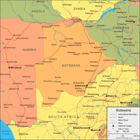 Botswana Map And Satellite Image