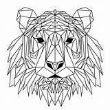 Polygon Coloring Tiger Geometric sketch template