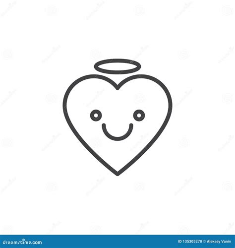 angel face emoticon outline icon stock vector illustration  emotion
