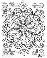Doodle Colouring Desig Sofortiger Blume Malvorlagen Geometrisches Druckbare Lustige sketch template