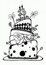 Birthday Cake Coloring Pages Big Happy Wuppsy Number Drawing Kids sketch template