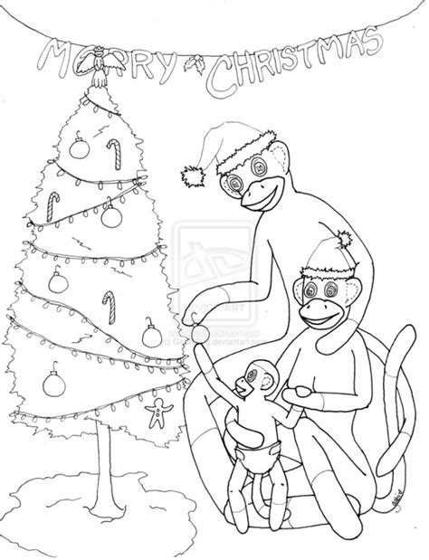 sock monkey coloring pages
