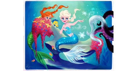Elsa As Ariel Disney Princess Role Swap Art Popsugar