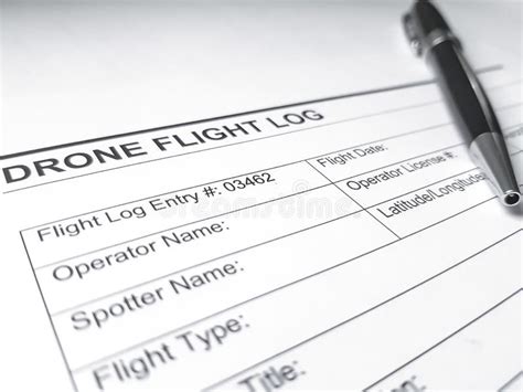 drone flight operations log document   white surface   black
