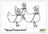 Hens French Three Christmas 3rd Coloring Pages Kiddycharts sketch template