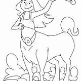 Coloring Centaur Half Horse Man Sharp Spear Lady Creature sketch template