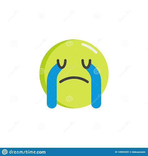 Loudly Crying Face Emoji Flat Icon Stock Vector