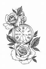Tattoo Clock Pocket Tattoos Stencils Drawing Drawings Designs Women Men Sketches Angel Sleeve Choose Board Floral sketch template