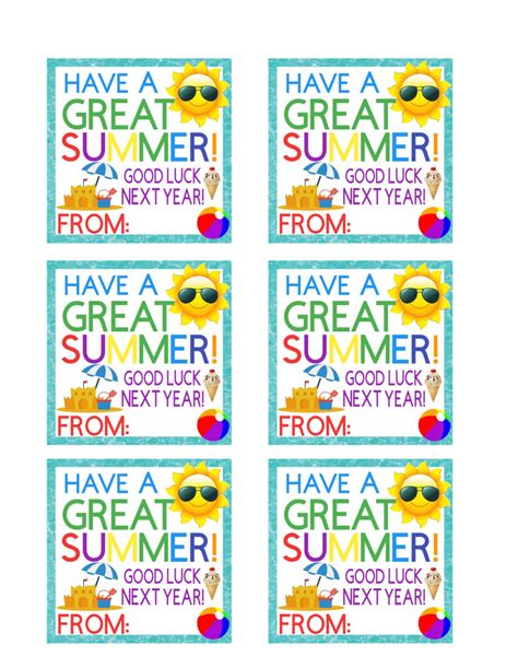 cool summer printable gift tags  printablee