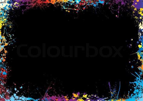 Black background with a rainbow ink splat border   Stock  