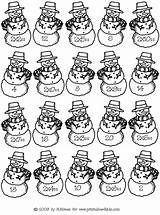 Snowman Multiplication Twos Puzzles sketch template