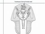 Mask Tutankhamun Pages Drawing Coloring Printable Pharaoh Line Egyptian Masks Costume Paper Zoom Paintingvalley sketch template