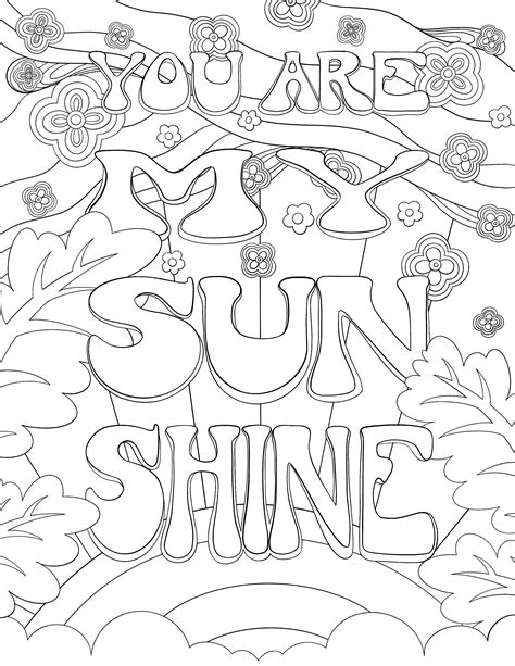 sunshine printable coloring page  kids adults instant