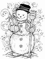 Coloring Pages Snowman Christmas Adult Stamps Mounted Rubber Wood Colouring Northwoods Emily sketch template
