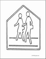 School Traffic Sign Crossing Coloring Pages Signs Abcteach sketch template