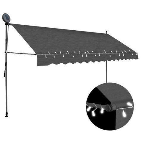 shop vidaxl manual retractable awning  led  anthracite overstock